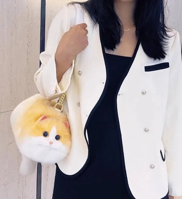 Yellow White Cat Bag