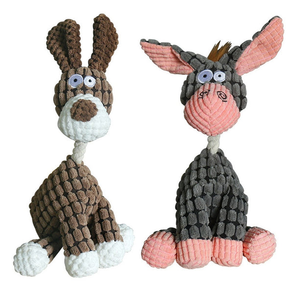 Fun Pet Toy Donkey Shape Corduroy Chew Toy.